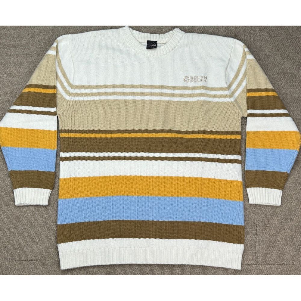 Southpole Men's Vintage Striped Long‎ Sleeve Sweater Size Large